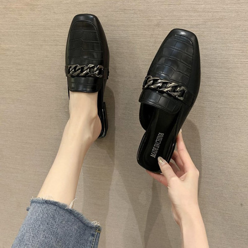 無後跟包頭半拖鞋女外穿2025新款平跟一腳蹬懶人穆勒鞋大碼41一43 無後跟包頭半拖鞋女外穿2025新款平跟一腳蹬懶人穆勒鞋大碼41一43