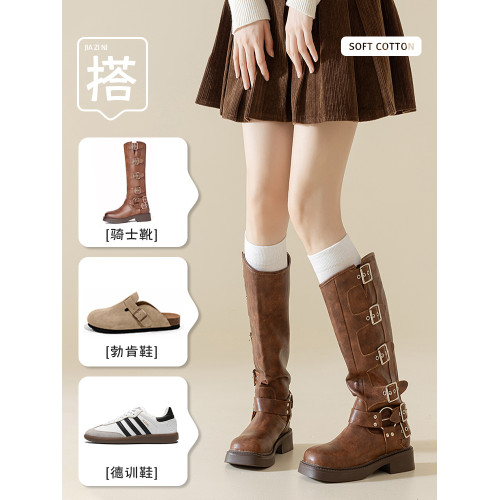 白色小腿襪春秋過膝襪子女秋冬季搭配靴子jk顯瘦純棉高長筒壓力襪 白色小腿襪春秋過膝襪子女秋冬季搭配靴子jk顯瘦純棉高長筒壓力襪