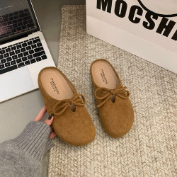 平底勃肯鞋包頭半拖鞋女外穿2025新款春夏季一腳蹬懶人博肯鞋單鞋