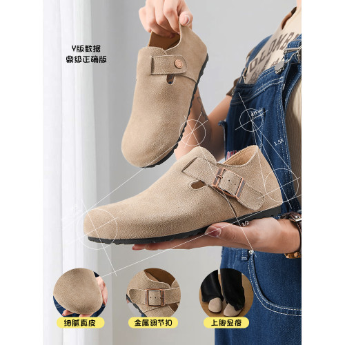 三喜同款全包勃肯鞋女2023冬季新款加絨厚底增高外穿釣魚博肯男潮