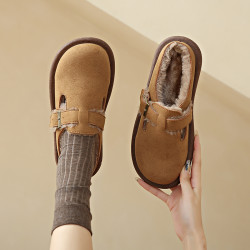 加絨勃肯鞋女2025新款冬季辦公室包頭棉拖鞋孕婦軟底棉鞋博肯女鞋