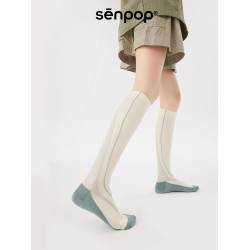 上森運動壓力襪小腿襪春秋網球騎行加壓襪戶外徒步長筒壓縮襪白色