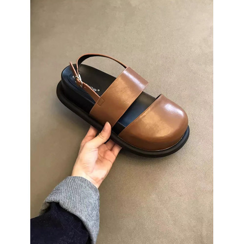 厚底包頭羅馬涼鞋女款夏季2025新款百搭棕色涼拖鞋圓頭醜萌勃肯鞋 厚底包頭羅馬涼鞋女款夏季2025新款百搭棕色涼拖鞋圓頭醜萌勃肯鞋