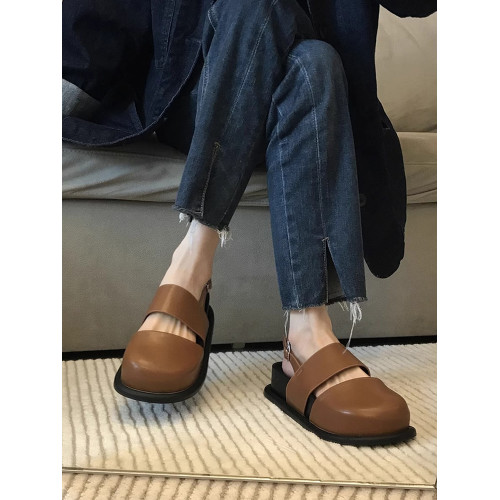 厚底包頭羅馬涼鞋女款夏季2025新款百搭棕色涼拖鞋圓頭醜萌勃肯鞋 厚底包頭羅馬涼鞋女款夏季2025新款百搭棕色涼拖鞋圓頭醜萌勃肯鞋