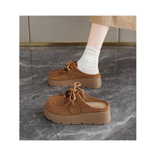 厚底增高包頭半拖鞋女2025新款秋季懶人一腳蹬拖鞋外穿百搭勃肯鞋 厚底增高包頭半拖鞋女2025新款秋季懶人一腳蹬拖鞋外穿百搭勃肯鞋