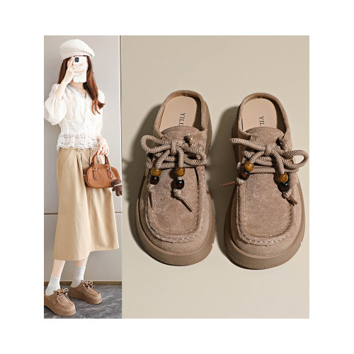 厚底增高包頭半拖鞋女2025新款秋季懶人一腳蹬拖鞋外穿百搭勃肯鞋 厚底增高包頭半拖鞋女2025新款秋季懶人一腳蹬拖鞋外穿百搭勃肯鞋