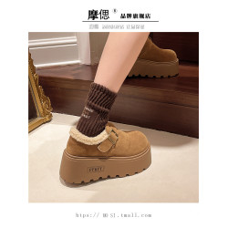 厚底增高雪地靴女加絨加厚勃肯鞋2025新款冬季爆款樂福鞋雪地棉鞋