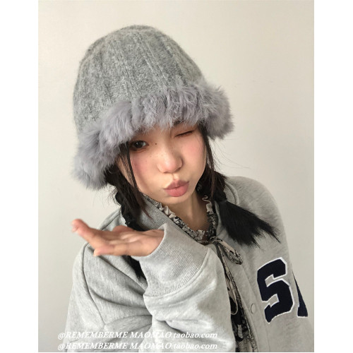 【寬松大頭圍】秋冬保暖手工兔毛帽子女百搭摩卡色毛絨護耳包頭帽 【寬松大頭圍】秋冬保暖手工兔毛帽子女百搭摩卡色毛絨護耳包頭帽