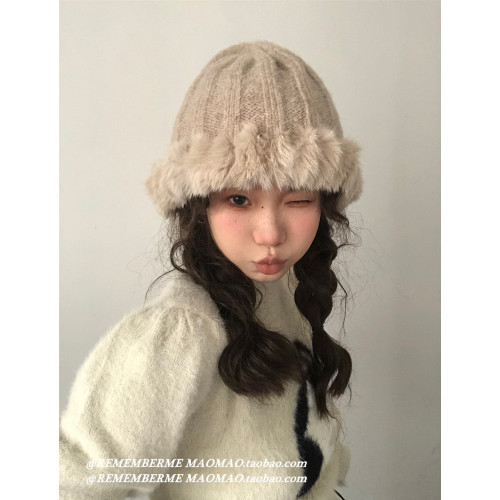 【寬松大頭圍】秋冬保暖手工兔毛帽子女百搭摩卡色毛絨護耳包頭帽 【寬松大頭圍】秋冬保暖手工兔毛帽子女百搭摩卡色毛絨護耳包頭帽