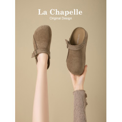 拉夏貝爾厚底勃肯鞋女2025新款秋季一腳蹬外穿半拖鞋內增高博肯鞋