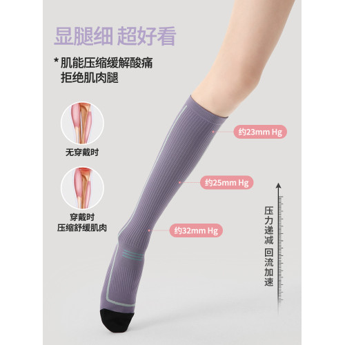 專業跑步運動襪徒步專用襪登山騎行跳繩瘦腿小腿壓力襪女士長筒襪