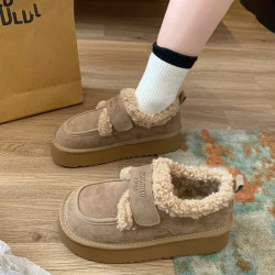 厚底棉鞋女冬外穿2025年新款保暖懶人一腳蹬雪地靴復古加絨勃肯鞋