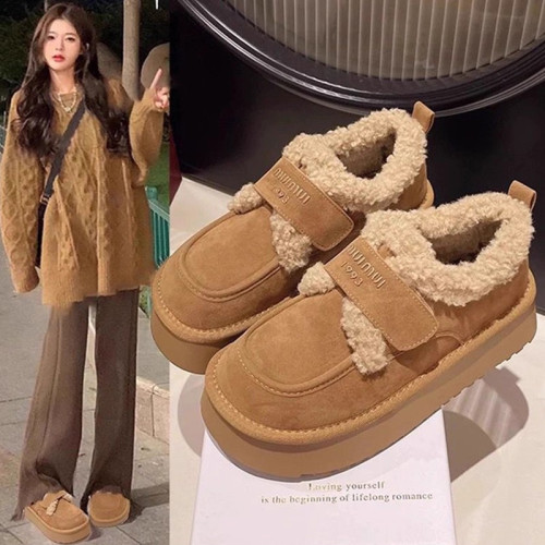 厚底棉鞋女冬外穿2025年新款保暖懶人一腳蹬雪地靴復古加絨勃肯鞋 厚底棉鞋女冬外穿2025年新款保暖懶人一腳蹬雪地靴復古加絨勃肯鞋