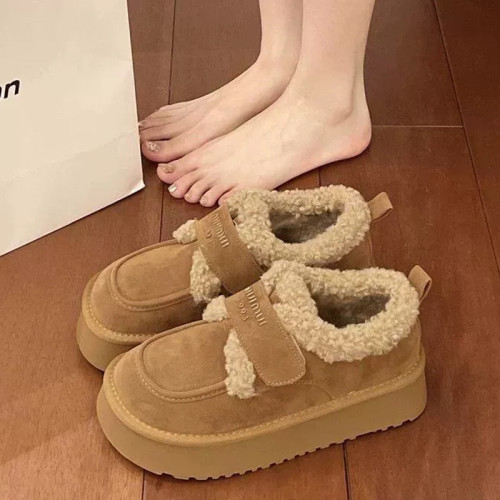 厚底棉鞋女冬外穿2025年新款保暖懶人一腳蹬雪地靴復古加絨勃肯鞋 厚底棉鞋女冬外穿2025年新款保暖懶人一腳蹬雪地靴復古加絨勃肯鞋