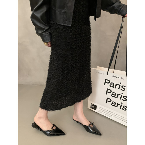 法式貓跟包頭半拖鞋女鞋子2025年春夏季新款紅色配裙子百搭穆勒鞋 法式貓跟包頭半拖鞋女鞋子2025年春夏季新款紅色配裙子百搭穆勒鞋