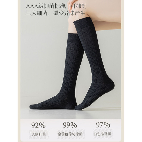 無骨小腿襪女薄款春夏瘦腿壓力襪子純棉jk及膝女士高筒長襪黑白色