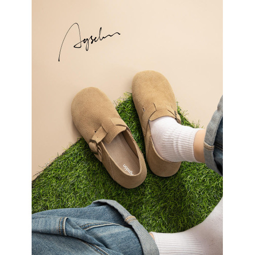 勃肯鞋女2025秋冬季新款真皮全包平底一腳蹬孕婦軟底休閒博肯單鞋 勃肯鞋女2025秋冬季新款真皮全包平底一腳蹬孕婦軟底休閒博肯單鞋