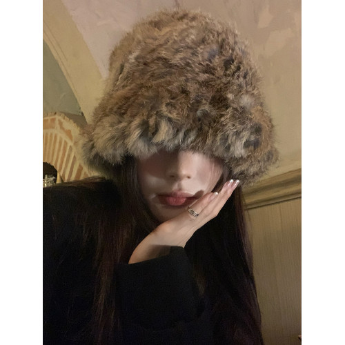 韓系兔毛帽子女秋冬加厚保暖防寒毛線帽皮草毛毛護耳帽毛絨漁夫帽 韓系兔毛帽子女秋冬加厚保暖防寒毛線帽皮草毛毛護耳帽毛絨漁夫帽