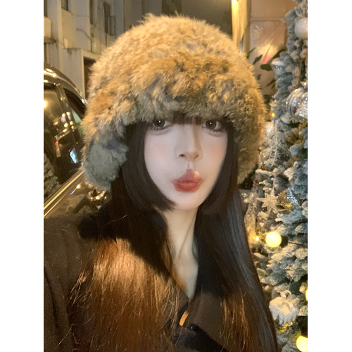 韓系兔毛帽子女秋冬加厚保暖防寒毛線帽皮草毛毛護耳帽毛絨漁夫帽 韓系兔毛帽子女秋冬加厚保暖防寒毛線帽皮草毛毛護耳帽毛絨漁夫帽