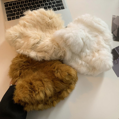 兔毛漁夫帽女秋冬季2025新款顯臉小毛絨帽保暖護耳白色毛毛帽子潮 兔毛漁夫帽女秋冬季2025新款顯臉小毛絨帽保暖護耳白色毛毛帽子潮