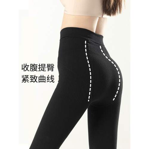 秋冬加厚毛圈日本分段壓力襪顯瘦腿連褲襪打底褲女外層踩腳襪咖色