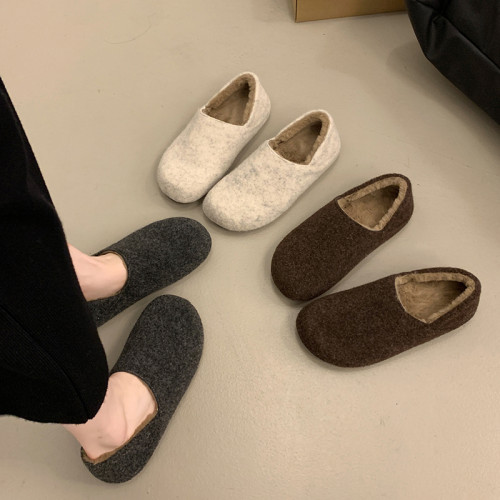 復古勃肯鞋女外穿2025秋冬新款一腳蹬平底加絨保暖孕婦棉鞋懶人鞋 復古勃肯鞋女外穿2025秋冬新款一腳蹬平底加絨保暖孕婦棉鞋懶人鞋