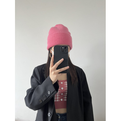 出口日本高品質100綿羊毛帽子女秋冬保暖護耳針織帽大頭圍顯臉小 出口日本高品質100綿羊毛帽子女秋冬保暖護耳針織帽大頭圍顯臉小