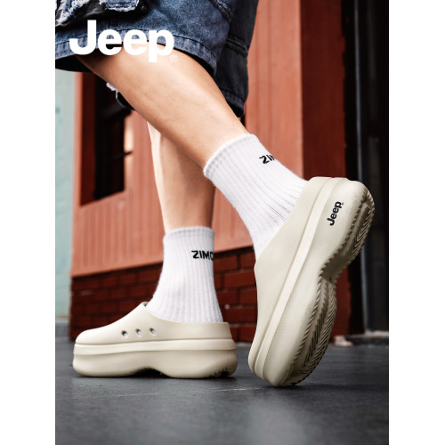 JEEP廚師鞋女冬外穿2025新款厚底增高勃肯半拖男藍色包頭洞洞拖鞋 JEEP廚師鞋女冬外穿2025新款厚底增高勃肯半拖男藍色包頭洞洞拖鞋