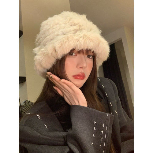 兔毛帽子女秋冬季顯臉小毛茸茸毛絨帽保暖護耳皮草毛毛漁夫帽冬 兔毛帽子女秋冬季顯臉小毛茸茸毛絨帽保暖護耳皮草毛毛漁夫帽冬