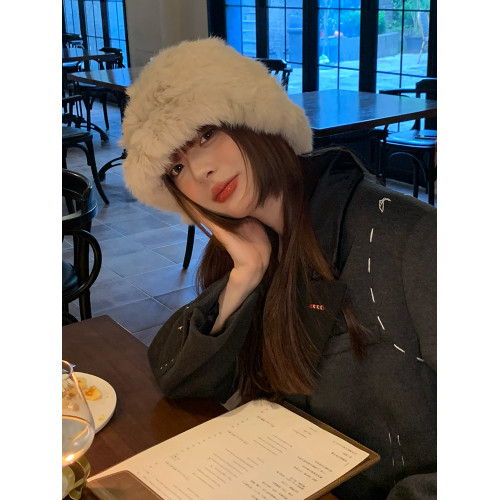 兔毛帽子女秋冬季顯臉小毛茸茸毛絨帽保暖護耳皮草毛毛漁夫帽冬 兔毛帽子女秋冬季顯臉小毛茸茸毛絨帽保暖護耳皮草毛毛漁夫帽冬