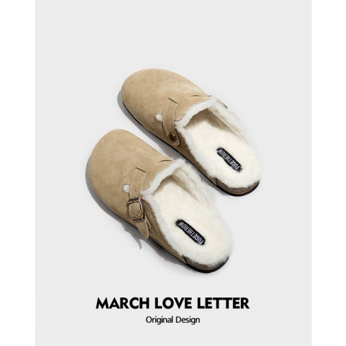 毛毛勃肯鞋女鞋2025秋冬新款一腳蹬加絨厚底博肯包頭半拖外穿棉鞋 毛毛勃肯鞋女鞋2025秋冬新款一腳蹬加絨厚底博肯包頭半拖外穿棉鞋