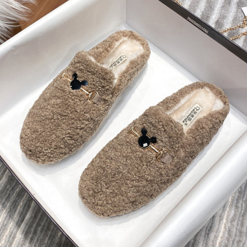 毛毛鞋女半拖秋冬外穿穆勒鞋加絨包頭棉拖鞋平底大碼女棉鞋41到43 毛毛鞋女半拖秋冬外穿穆勒鞋加絨包頭棉拖鞋平底大碼女棉鞋41到43