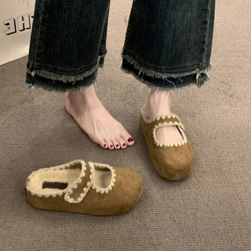 厚底內增高加絨勃肯鞋包頭半拖鞋女外穿2025秋冬新款瑪麗珍博肯鞋 厚底內增高加絨勃肯鞋包頭半拖鞋女外穿2025秋冬新款瑪麗珍博肯鞋