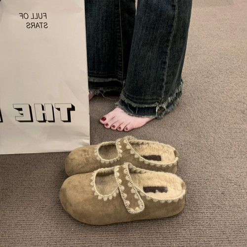 厚底內增高加絨勃肯鞋包頭半拖鞋女外穿2025秋冬新款瑪麗珍博肯鞋 厚底內增高加絨勃肯鞋包頭半拖鞋女外穿2025秋冬新款瑪麗珍博肯鞋