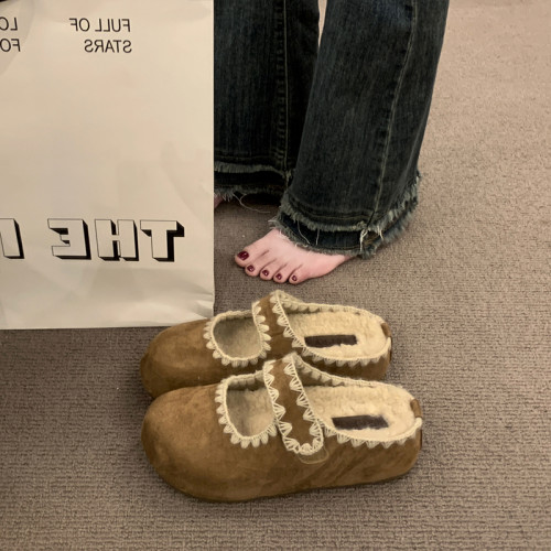 厚底內增高加絨勃肯鞋包頭半拖鞋女外穿2025秋冬新款瑪麗珍博肯鞋 厚底內增高加絨勃肯鞋包頭半拖鞋女外穿2025秋冬新款瑪麗珍博肯鞋