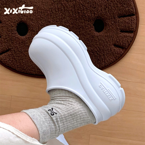 細細條 懶人廚師鞋穆勒鞋春夏女休閒外穿增高一腳蹬包頭半拖鞋ins 細細條 懶人廚師鞋穆勒鞋春夏女休閒外穿增高一腳蹬包頭半拖鞋ins