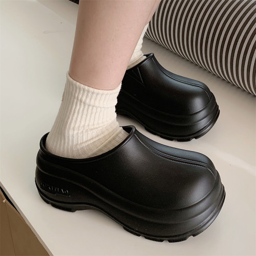 細細條 懶人廚師鞋穆勒鞋春夏女休閒外穿增高一腳蹬包頭半拖鞋ins 細細條 懶人廚師鞋穆勒鞋春夏女休閒外穿增高一腳蹬包頭半拖鞋ins