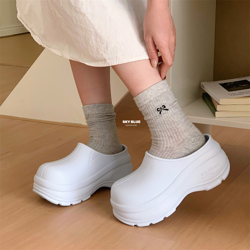 細細條 懶人廚師鞋穆勒鞋春夏女休閒外穿增高一腳蹬包頭半拖鞋ins 細細條 懶人廚師鞋穆勒鞋春夏女休閒外穿增高一腳蹬包頭半拖鞋ins