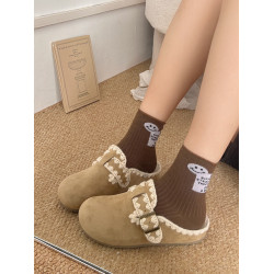 秋冬勃肯鞋包頭半拖女鞋外穿2025新款一腳蹬懶人鞋顯腳小休閒板鞋