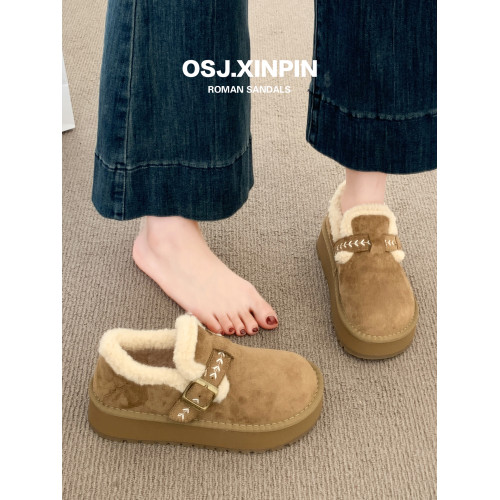 厚底加絨勃肯鞋女款2025新款冬季女鞋毛絨雪地靴豆豆鞋保暖棉鞋子 厚底加絨勃肯鞋女款2025新款冬季女鞋毛絨雪地靴豆豆鞋保暖棉鞋子