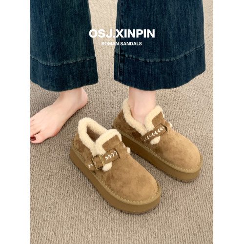 厚底加絨勃肯鞋女款2025新款冬季女鞋毛絨雪地靴豆豆鞋保暖棉鞋子 厚底加絨勃肯鞋女款2025新款冬季女鞋毛絨雪地靴豆豆鞋保暖棉鞋子