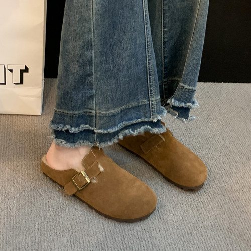 真皮勃肯鞋女毛毛包頭半拖鞋外穿2025新款秋冬加絨居家孕婦棉拖鞋 真皮勃肯鞋女毛毛包頭半拖鞋外穿2025新款秋冬加絨居家孕婦棉拖鞋