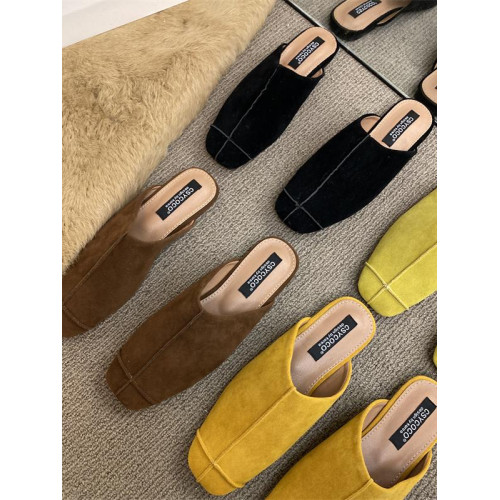 法式氣質包頭半拖鞋外穿女鞋2025新款絨面軟平底配裙子懶人穆勒鞋 法式氣質包頭半拖鞋外穿女鞋2025新款絨面軟平底配裙子懶人穆勒鞋