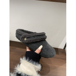 內增高兩穿加絨勃肯鞋女2025秋冬新款毛呢保暖厚底包頭半拖棉拖鞋