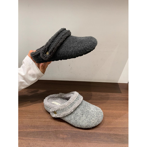 內增高兩穿加絨勃肯鞋女2025秋冬新款毛呢保暖厚底包頭半拖棉拖鞋