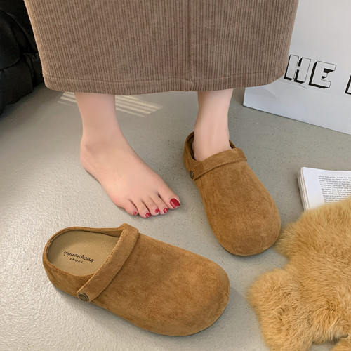 松糕厚底增高勃肯鞋女2025秋季新款復古一腳蹬包頭半拖鞋外穿半托 松糕厚底增高勃肯鞋女2025秋季新款復古一腳蹬包頭半拖鞋外穿半托