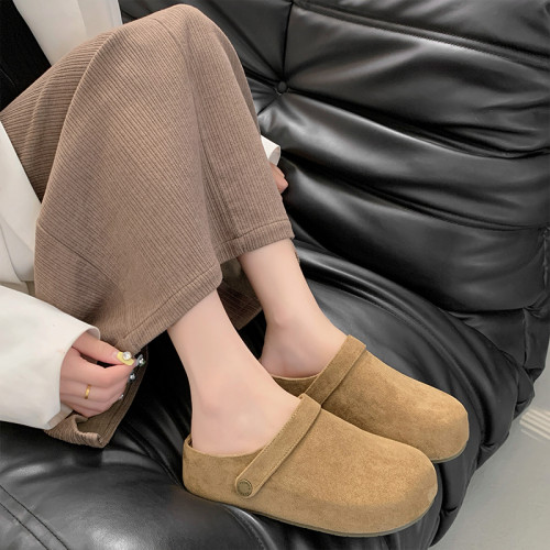 松糕厚底增高勃肯鞋女2025秋季新款復古一腳蹬包頭半拖鞋外穿半托 松糕厚底增高勃肯鞋女2025秋季新款復古一腳蹬包頭半拖鞋外穿半托