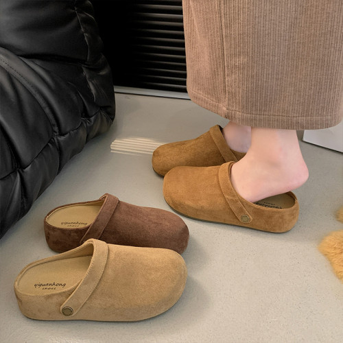 松糕厚底增高勃肯鞋女2025秋季新款復古一腳蹬包頭半拖鞋外穿半托 松糕厚底增高勃肯鞋女2025秋季新款復古一腳蹬包頭半拖鞋外穿半托