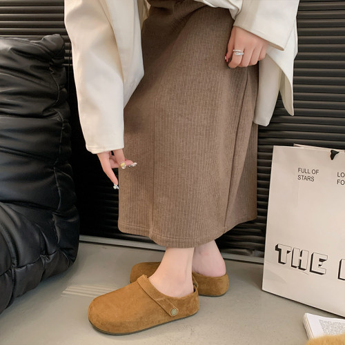 松糕厚底增高勃肯鞋女2025秋季新款復古一腳蹬包頭半拖鞋外穿半托 松糕厚底增高勃肯鞋女2025秋季新款復古一腳蹬包頭半拖鞋外穿半托