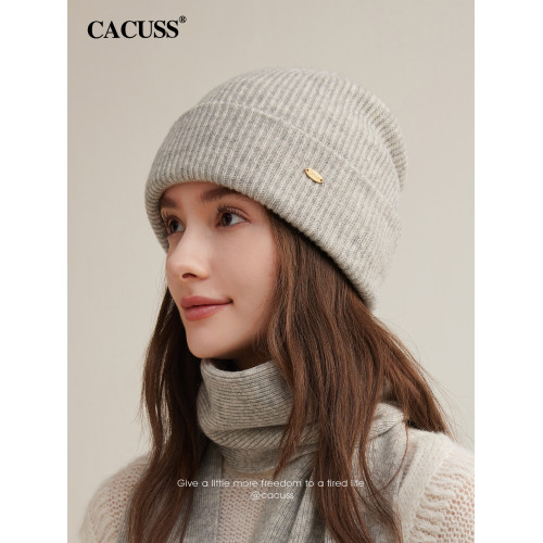 CACUSS純羊毛帽子女秋冬季針織帽大頭圍保暖毛線帽護耳包頭帽禮盒 CACUSS純羊毛帽子女秋冬季針織帽大頭圍保暖毛線帽護耳包頭帽禮盒